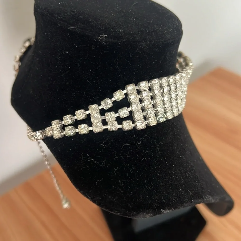 Vintage Y2K Full 5 Row Rhinestone McBling Choker